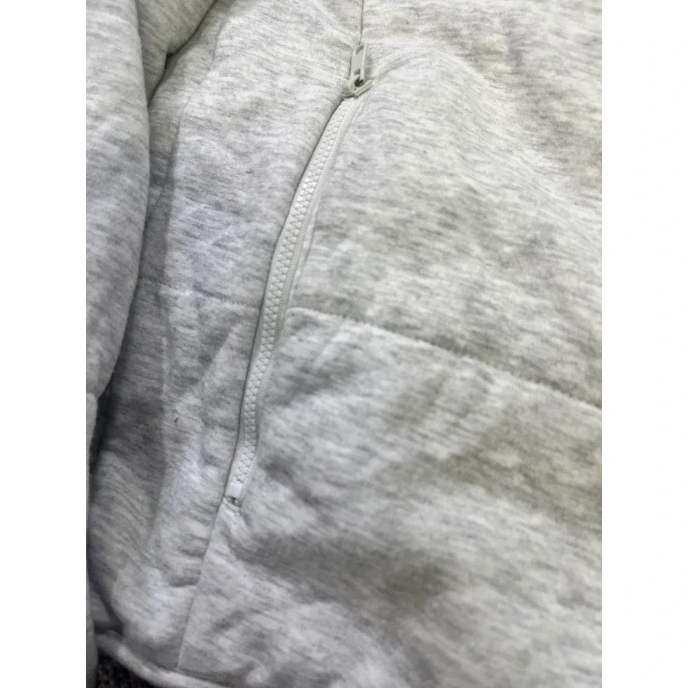 Three Dots Womens Heather Gray Quilted Full Zip Mock Neck Jacket Size S‎